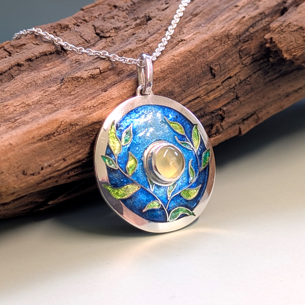 Pendentif nuit en argent et prehnite - Mary D. Joaillerie