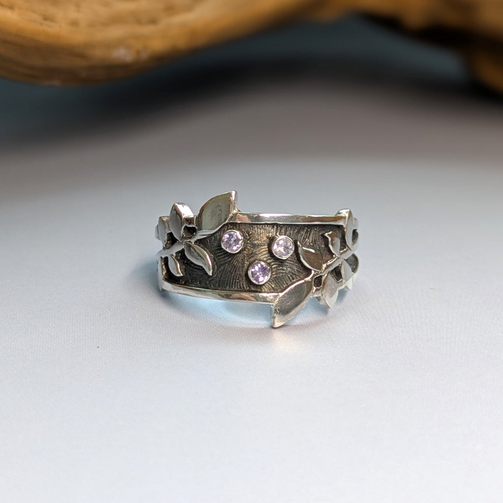 Bague rameaux nocturnes en argent et tanzanites - Mary D. Joaillerie