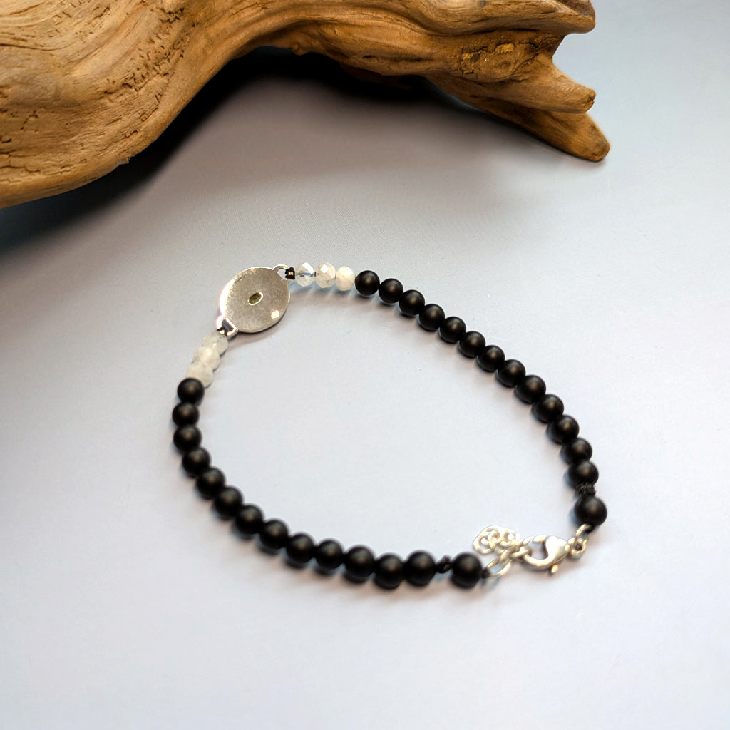 Bracelet en onyx, pierre de lune et citrine - Mary D. Joaillerie