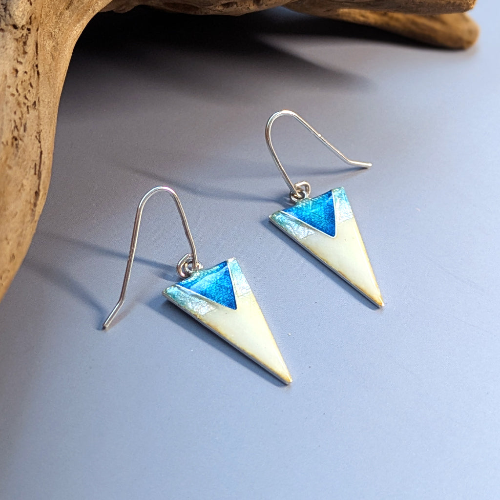 Boucles d’oreilles triangle bleu en argent - Mary D. Joaillerie